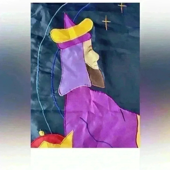 Vintage Appliqué Three Wise Men Outdoor Flag - 27 1/2” X 43 1/2” - Picture 3 of 7